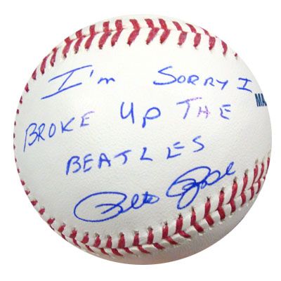Pete Rose Signed OML Baseball with "Im Sorry I Broke Up The Beatles" Inscription (PSA/DNA)