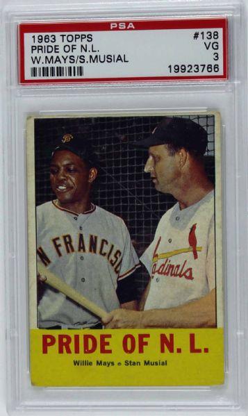 1963 Topps Pride of the N.L. W.Mays/S.Musial #138 - PSA Graded VG 3
