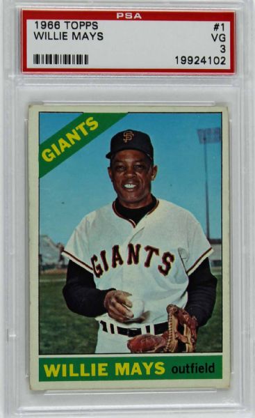 1966 Topps Willie Mays #1 - PSA Graded VG 3