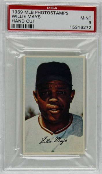 1969 MLB Photostamps Willie Mays (Hand Cut) - PSA Graded MINT 9