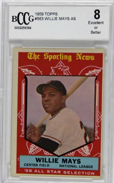 1959 Topps Willie Mays All Star #563 - BCCG Graded 8 Excellent or Better