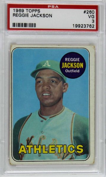1969 Topps Reggie Jackson #260 (Rookie!) - PSA Graded VG 3