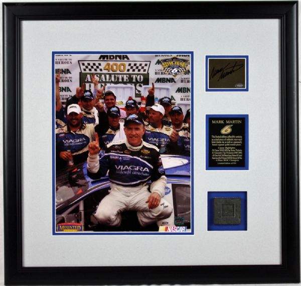 Mark Martin Limited Edition Signed Display with Race-Used Relic (Mtd Memories)