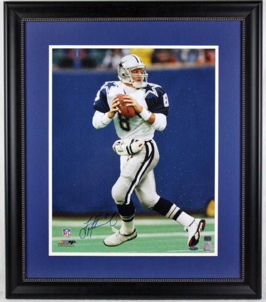 Troy Aikman Signed 16" x 20" Color Photo in Framed Display (Aikman Holo)