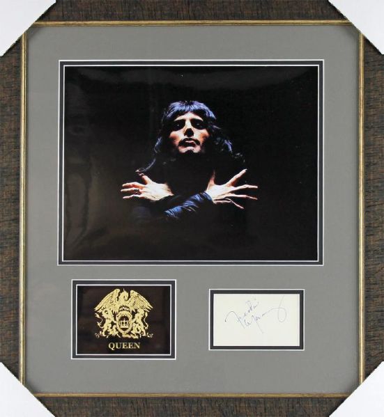 Queen: Freddie Mercury Ink Signature in Custom Framed Display (PSA/DNA)