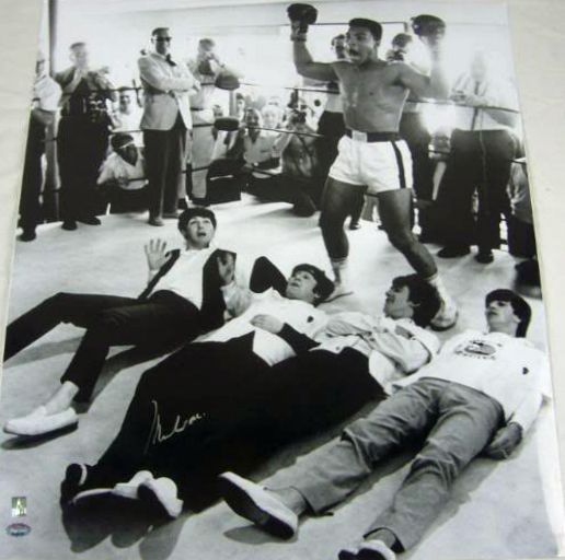 Muhammad Ali Signed 20" x 24" Photograph with The Beatles (PSA/DNA + Ali COAs)