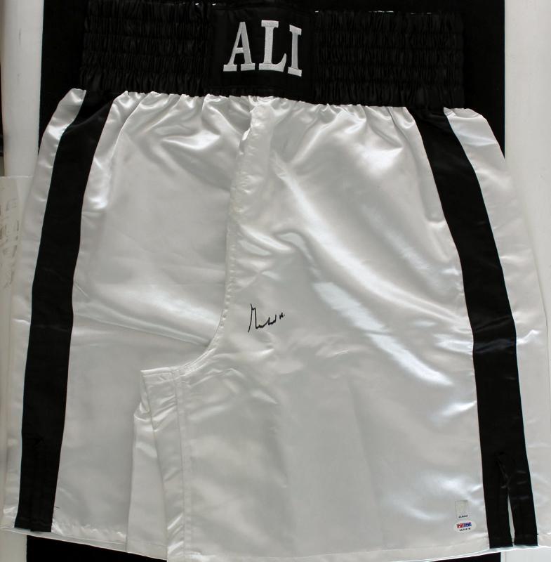 Lot Detail - Muhammad Ali Signed Custom Boxing Trunks (Ali COA & PSA/DNA)