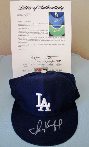 Sandy Koufax Double Signed Dodgers New Era Baseball Cap (PSA/DNA)