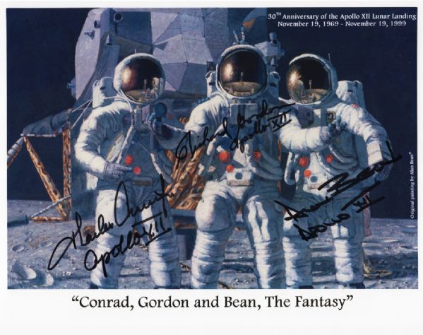 Apollo 12 Crew Signed 8" x 10" Color Print with Bean, Conrad & Gordon (PSA/DNA)