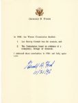 President Gerald R. Ford Signed Warren Commission Statement on Personal Letterhead (PSA/DNA)