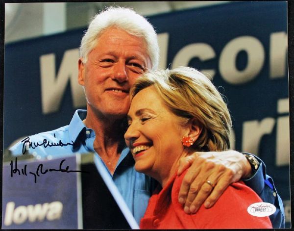 Bill Clinton and Hillary Rodham Clinton Rare Dual Signed 8" x 10" Color Photo (JSA)