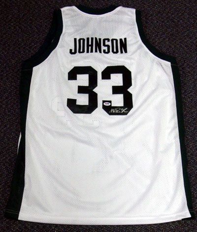 Magic Johnson Signed Michigan State College Model Basketball Jersey (PSA/DNA)