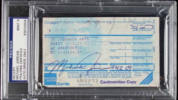 Michael Jordan Signed American Express Credit Card Receipt PSA/DNA Graded MINT 9