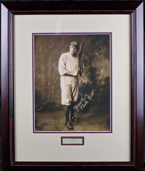 Babe Ruth Cut Signature in Beautiful Framed Display (PSA/DNA)