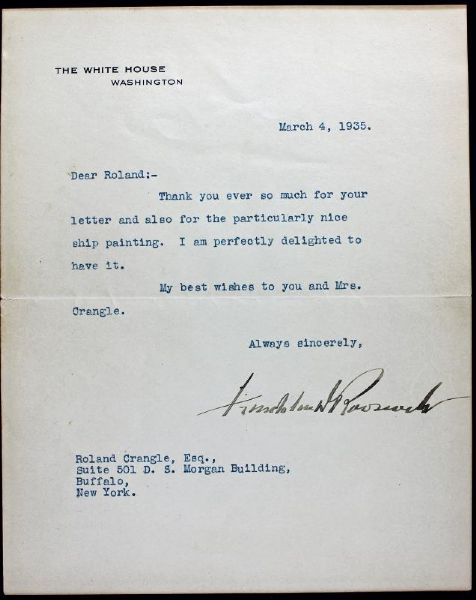 President Franklin D. Roosevelt Typed Signed Letter on White House Letterhead as President! (3/4/1935)(PSA/DNA)