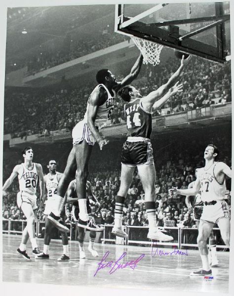 Bill Russell & Jerry West Signed 16" x 20" B&W Photo w/Russell Signed COA (PSA/DNA)