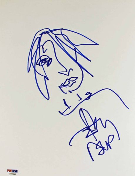 Johnny Depp Rare Hand Drawn & Signed 8.5" x 11" Self Portrait Sketch (PSA/DNA)