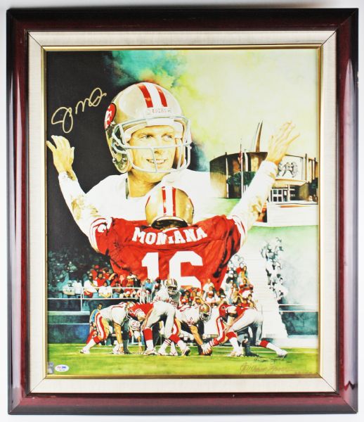 Joe Montana Signed 18" x 24" Limited Edition Lithograph on Canvas (Montana Holo & PSA/DNA)