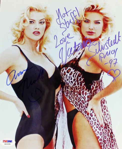 Anna Nicole Smith & Victoria Silvstedt Rare Dual Signed 8" x 10" Color Photo (PSA/DNA)