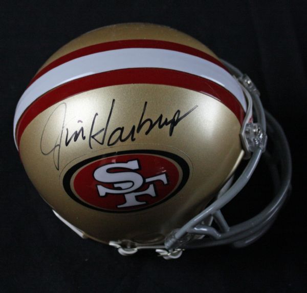 Jim Harbaugh Signed San Francisco 49ers Mini Helmet (JSA)