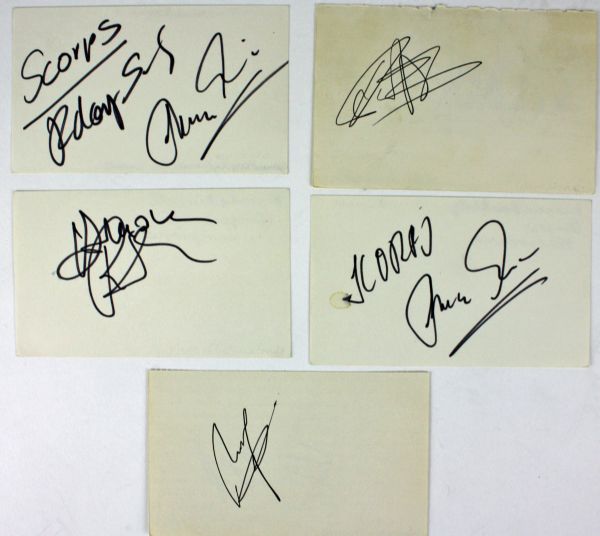 The Scorpions: Group Autograph Collection on Five (5) Signed 3" x 5" Cards