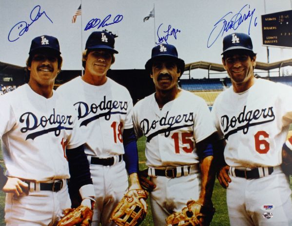 1981 LA Dodgers Infield Signed 16" x 20" Photo w/Cey, Lopes, Russell & Garvey (PSA/DNA)