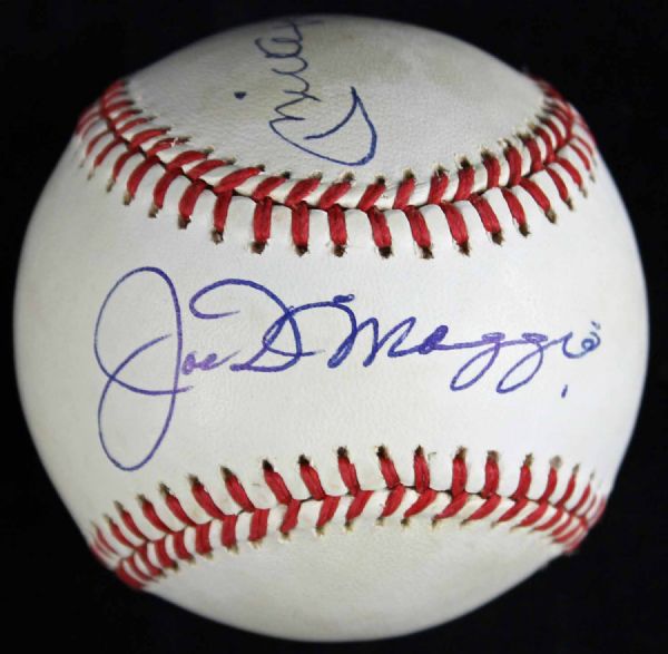 Mickey Mantle & Joe DiMaggio Dual Signed OAL Baseball (JSA)