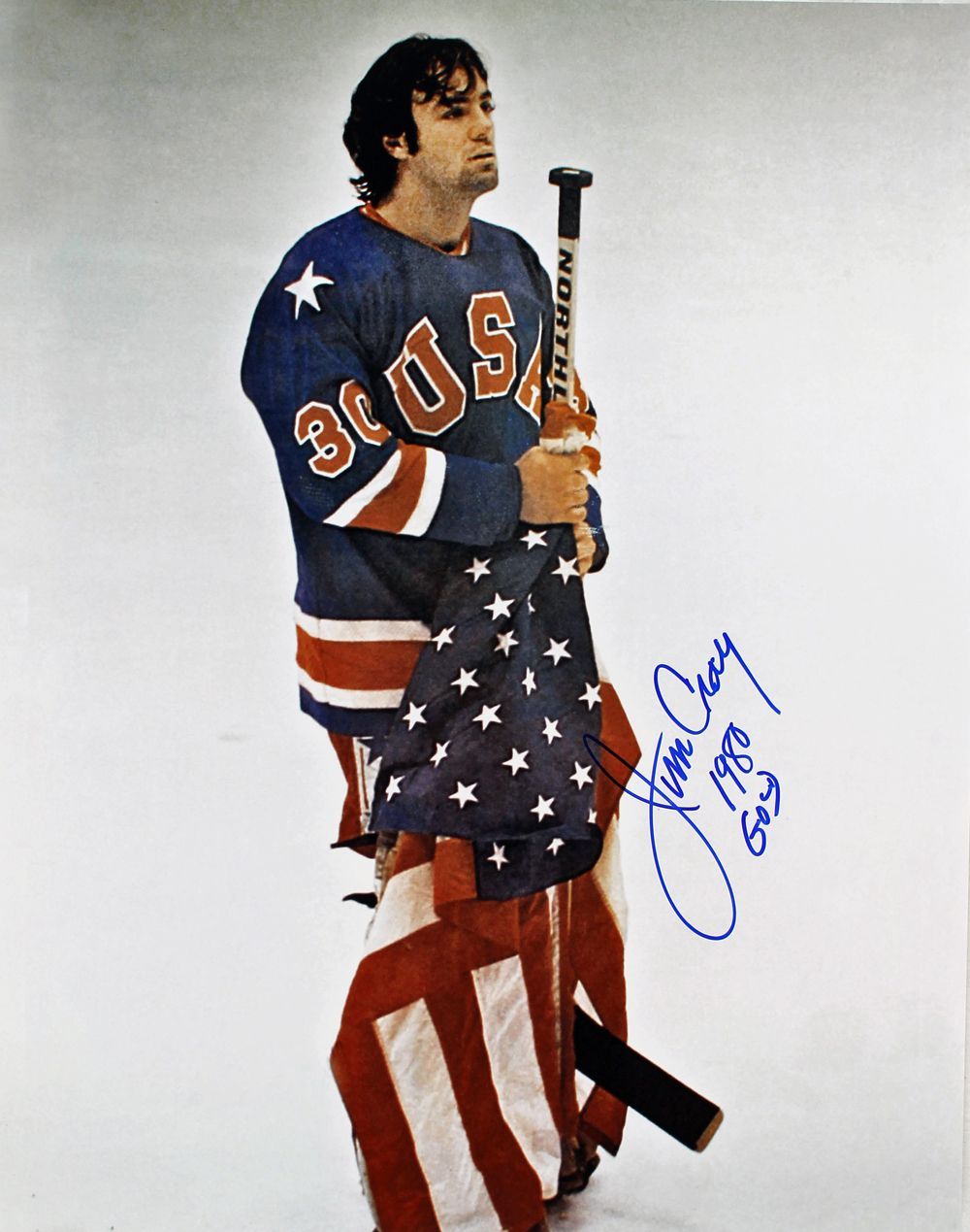 Autographed Jim Craig (Minnesota North Stars) Photo - 1980 OLYMPIC 8x10  +COA 11 +ERUZIONE
