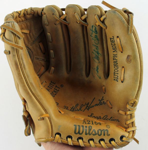 Jim "Catfish" Hunter Signed Wilson A2164 Autograph Model Glove (JSA)