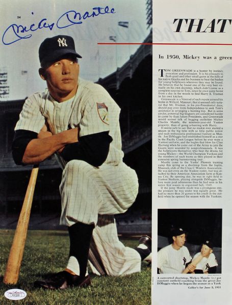 Mickey Mantle Signed Life Magazine Page (JSA)