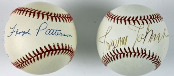 Floyd Patterson and Ingemar Johansson Single signed baseballs (PSA/DNA)