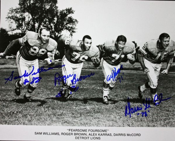 Detroit Lions Original "Fearsome Foursome" Signed 8" x 10" Photo w/Williams, Brown, Karras & McCord