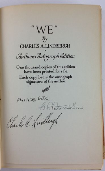 Charles Lindbergh Signed Limited Edition Hardcover Book: "We" (PSA/DNA)