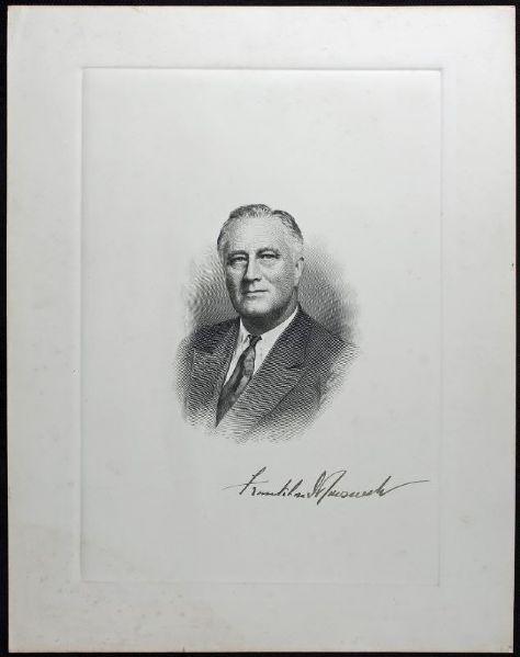 Franklin Roosevelt Superb Signed 11" x 14" Engraved Portrait (PSA/DNA)