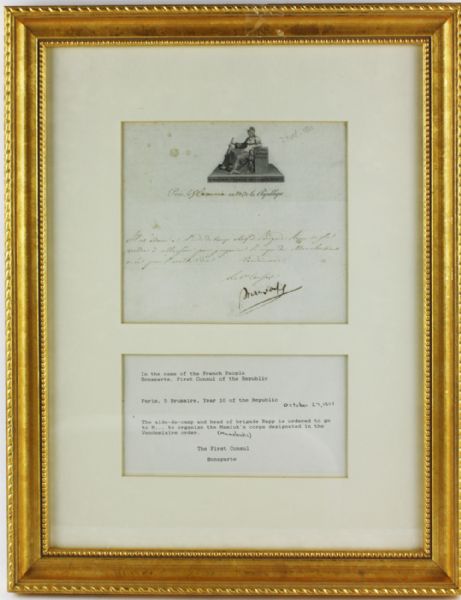 Napoleon Bonaparte Signed Military Order with Rare "Bonaparte" Signature (c.1801)(JSA)