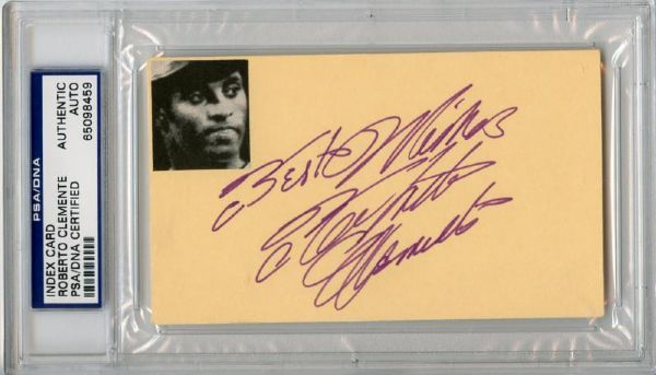 Roberto Clemente Phenomenal Vintage Ink Signature with Salutation (PSA/DNA Encapsulated)