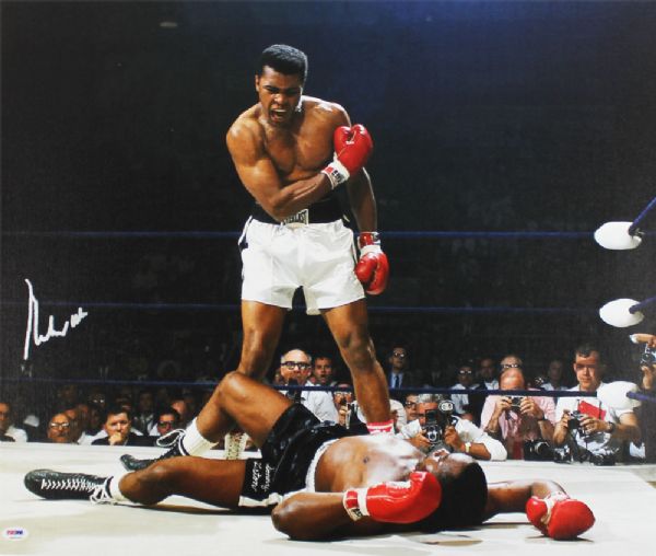Muhammad Ali Impressive Signed 20" x 24" Canvas Print feat. Historic Liston KO - PSA/DNA Graded GEM MINT 10!