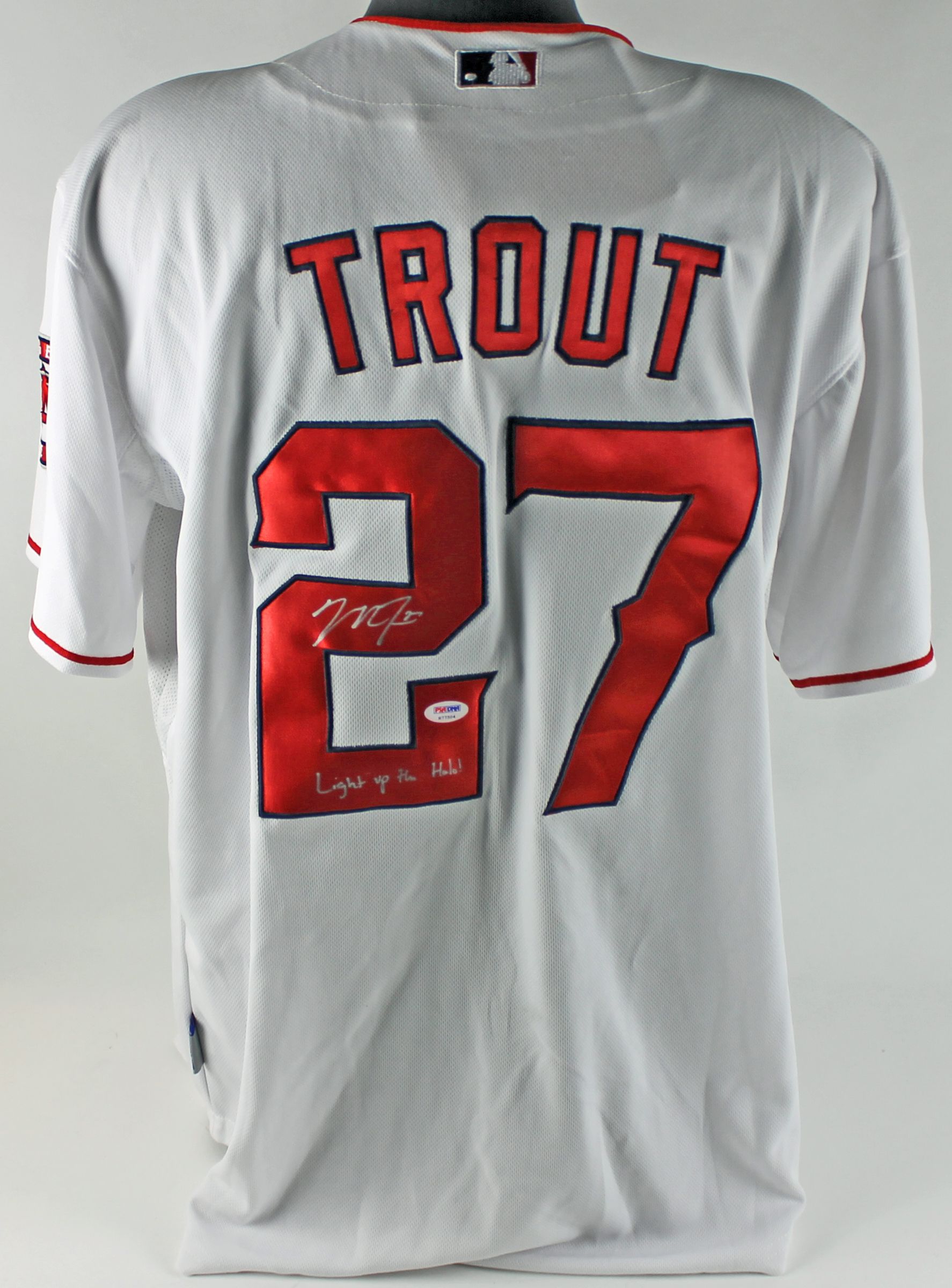 Mike Trout Signed Angels 35 x 43 Custom Framed Jersey Inscribed Light up  the Halo! (PSA COA & MLB)