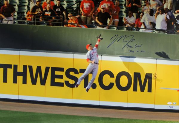 Mike Trout Signed 26"x42" Limited Edition "The Catch" Canvas Print 5/27 (MLB,PSA/DNA RookieGraph)