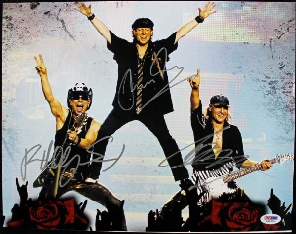 The Scorpions Group Signed 11" x 14" Color Photo (3 Sigs)(PSA/DNA)