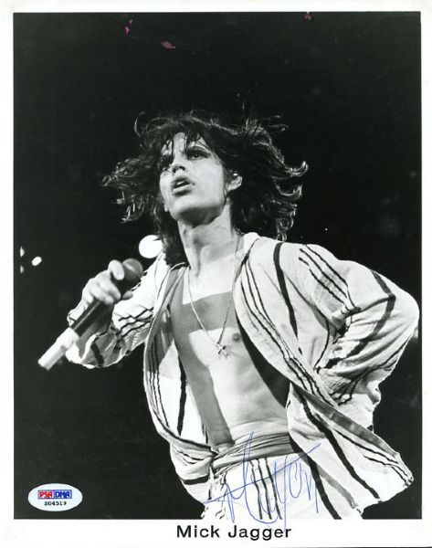 The Rolling Stones: Mick Jagger Signed 8" x 10" Vintage B&W Publicity Photo (PSA/DNA)