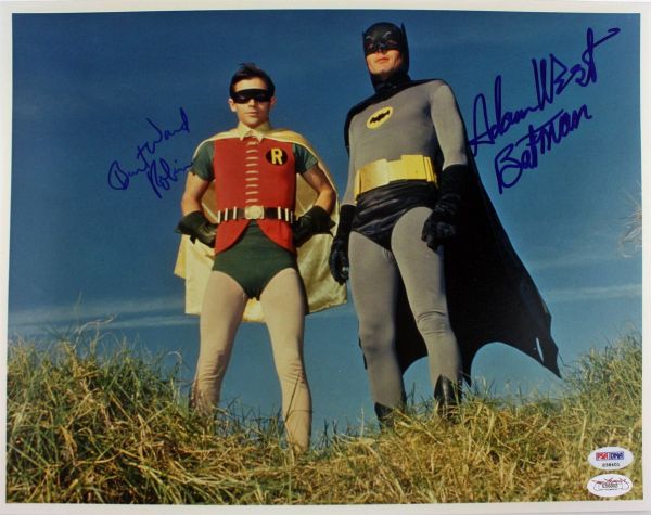 Batman: Adam West and Burt Ward Signed 11" x 14" Color Photo with Character Names Inscribed! (PSA/DNA & JSA)