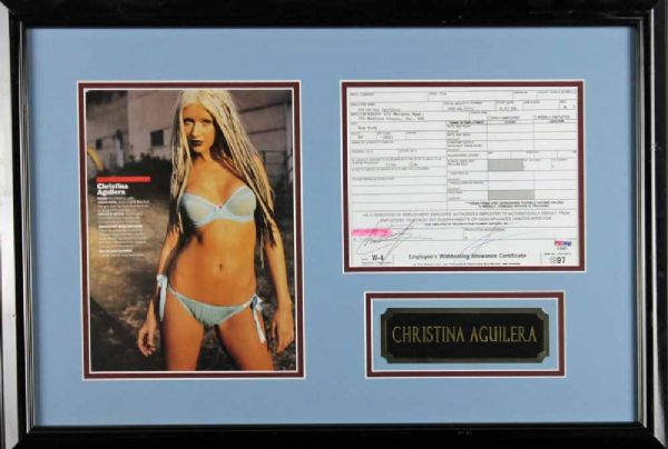 Christina Aguilera Signed Document in Custom Framed Display (PSA/DNA)