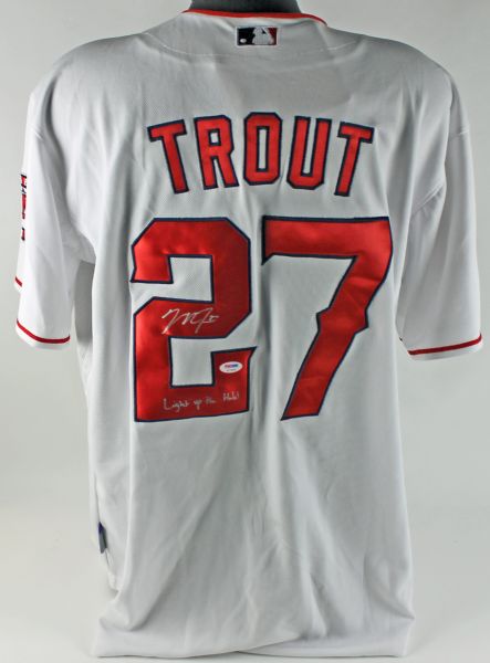 Mike Trout Signed Home Angels Jersey "Light Up the Halo" (PSA/DNA RookieGraph)
