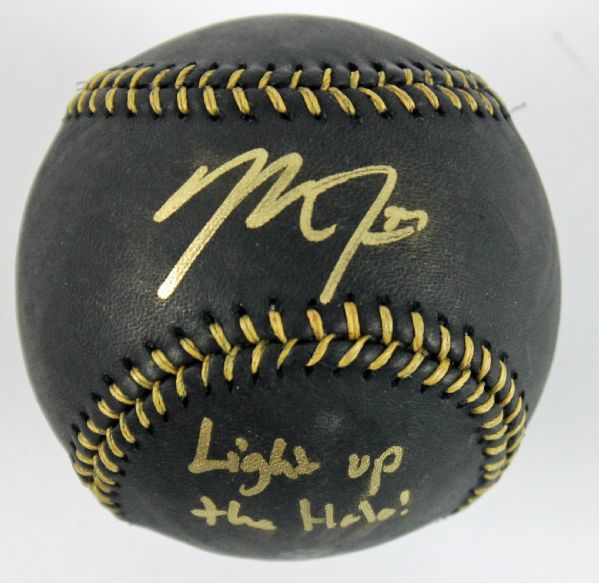 Mike Trout Signed "Light Up the Halo" Black-Model OML Baseball (MLB,PSA/DNA RookieBall)