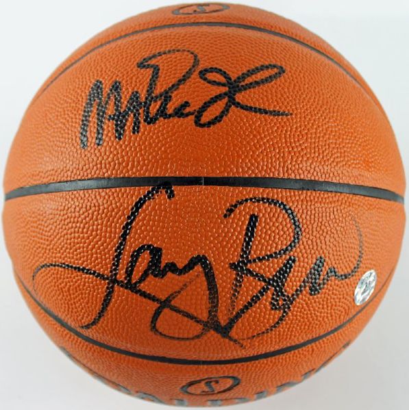 Magic Johnson & Larry Bird Dual Signed Spalding NBA I/O Basketball (PSA/DNA & Bird Holo)