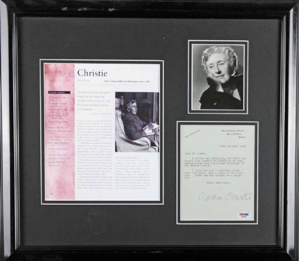 Agatha Christie Signed Letter in Framed Display (PSA/DNA)