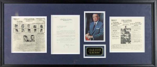 J. Edgar Hoover Signed Letter in Custom Framed Display