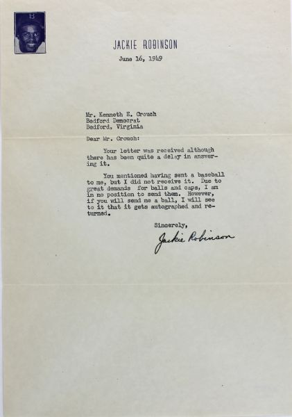 Jackie Robinson Typed Letter Signed with Superb Autograph (PSA/DNA)