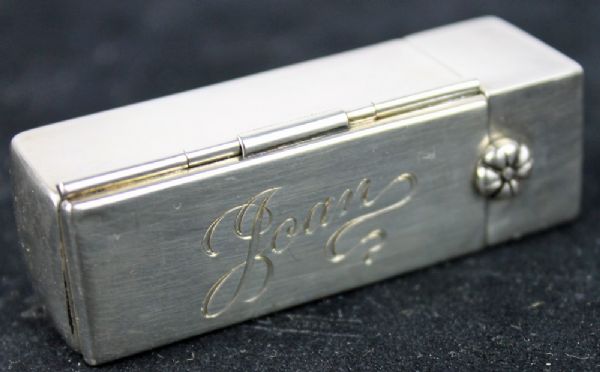 Joan Crawford Personally Owned & Used Engaved Silver Lipstick Case (Ex. Kupp Estate)